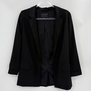 ALLSAINTS Womens Black Blazer Size 2 Open Front Jacket Career Casual Layer